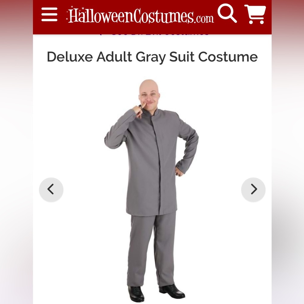 Dr. Evil Deluxe Adult Gray Suit Costume size large - new with tags